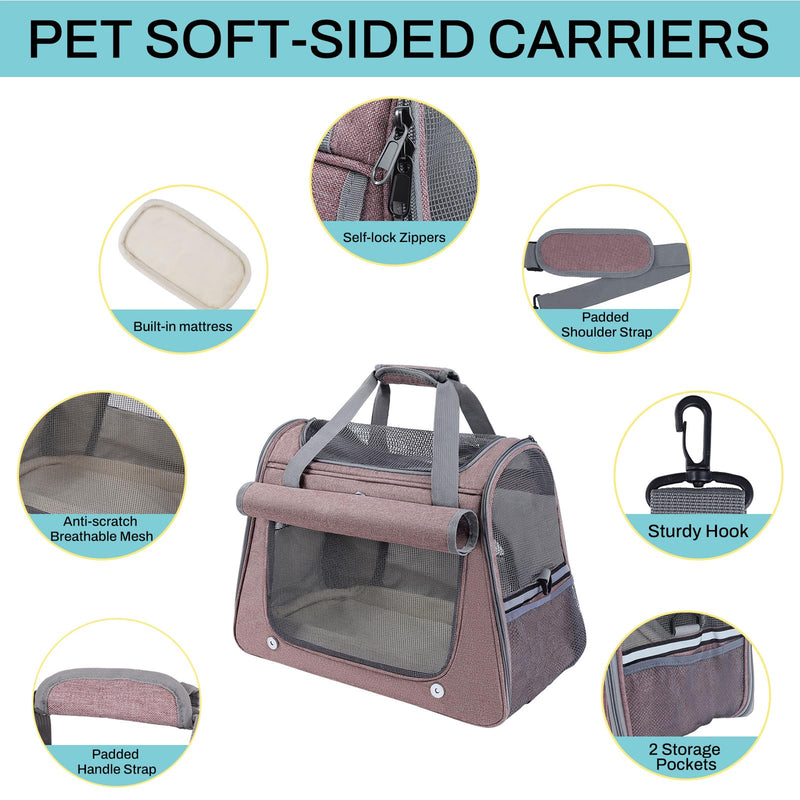 Airline Approved Soft-Sided Pet Carrier for Cats & Small Dogs - Ventilated Travel Bag with Removable Mat, Under 15 lbs, Red - PawsPlanet Australia