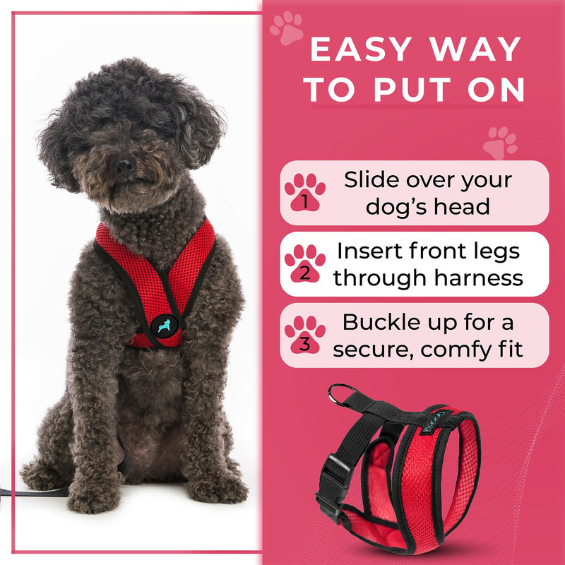 Gooby Comfort X Head in Harness - Red, Medium - No Pull Small Dog Harness, Patented Choke-Free X Frame - Perfect on The Go Dog Harness for Medium Dogs No Pull or Small Dogs for Indoor and Outdoor Use Medium Chest (14.25-18.75") - PawsPlanet Australia