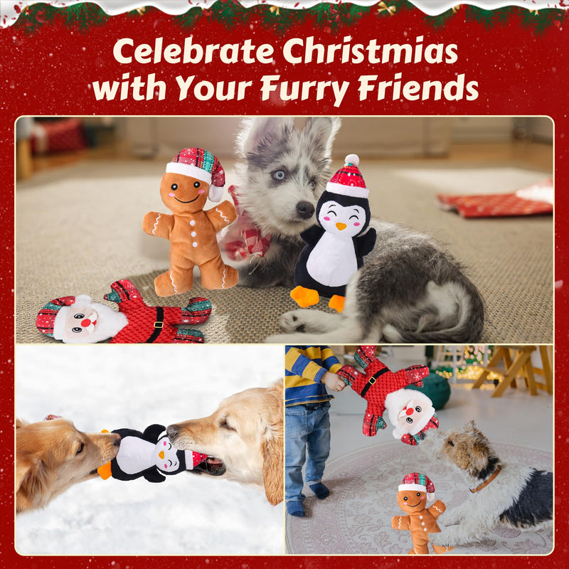 Dog Toys with Squeaker, 3 Pack Dog Chew Toys with Rope Clean Teeth, Cute Dog Squeaky Toys with Cotton Material, Interactive Durable Dog Plush Toy for Small, Large Dog - PawsPlanet Australia