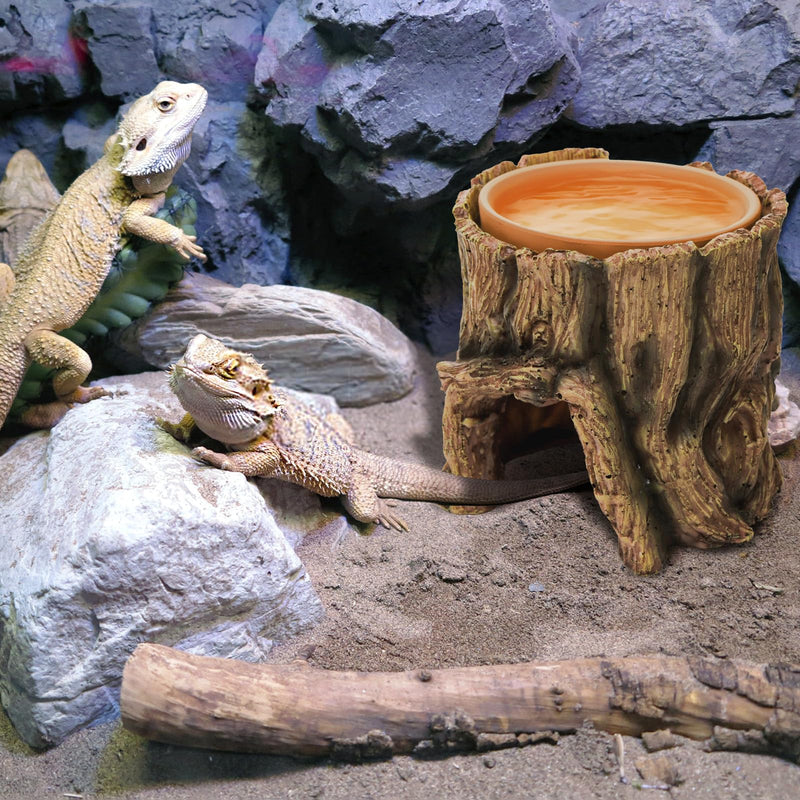 Reptile Hide Cave Resin, 2 in 1 Reptile Hideout Cave and Food Tray, Reptile Shelter with Detachable Food Bowl, Leopard Gecko Keeper Habitat Help Shedding for Amphibian, Snake, Lizard, Turtle - PawsPlanet Australia