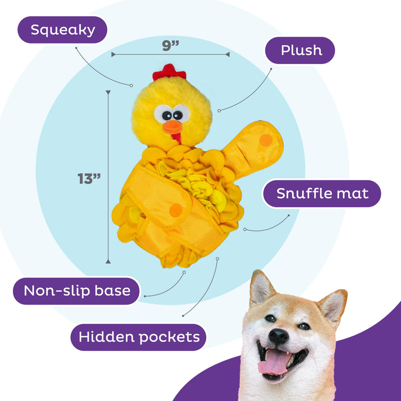 Outward Hound by Nina Ottosson Snuffle Palz Plush Snuffle Mat Dog Treat Puzzle, Non-Slip, Yellow, Chicken Snuffle Palz Chicken - PawsPlanet Australia