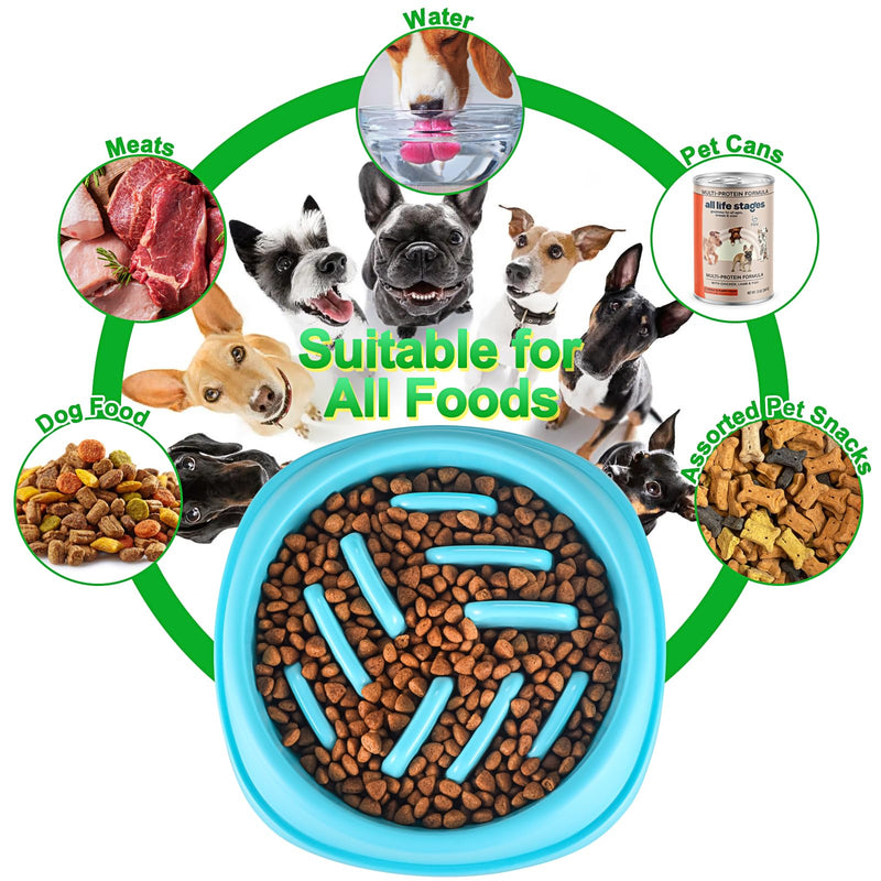Slow Feeder Dog Bowls 2 Pack, Anti-Slip Slow Eating Dog Bowl, Maze Dog Food Bowl, Anti-Choking Puzzle Feeder Dog Bowl, Slow Feeder Bowl for Dogs & Cats, All Breeds Pets (Blue&Purple) Blue&Purple - PawsPlanet Australia