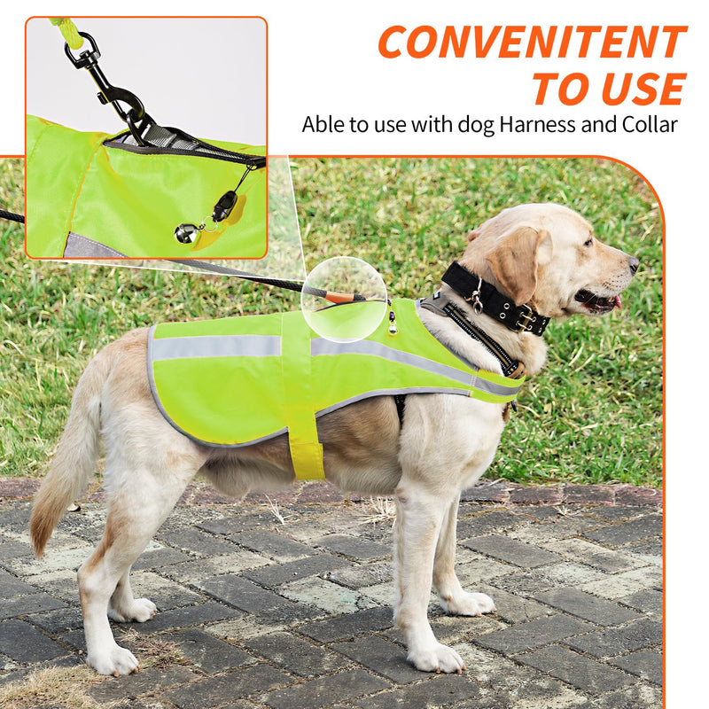 Reflective Dog Vest for Medium and Large Breeds, High Visibility Dog Safety Vest with Removable Bell Keep Safe from Hunting, Training & Cars Accidents Neon Green M - PawsPlanet Australia