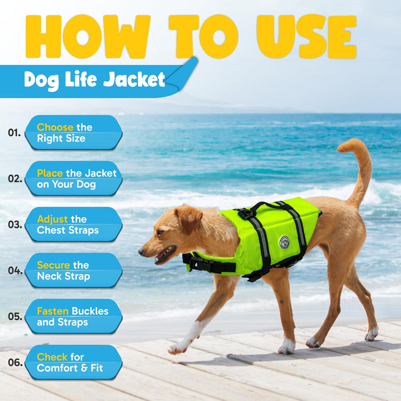 Dog Life Jacket for Swimming & Boating – Adjustable Safety Vest for Dogs, Lightweight Reflective Neon Design, Buoyant & Comfortable for Water Adventures (Orange, X-Large) Orange X-Large (Chest 28”-33”) - PawsPlanet Australia