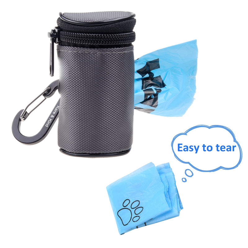Kare & Kind Pet Waste Bag Dispenser with Carabiner - Double Layer Fabric - Zippered Poop Bag Holder and Pet Waste Bags - Clip On Container Attaches to Leash, Belt, Harness,Collar, Bags - (Black) - PawsPlanet Australia