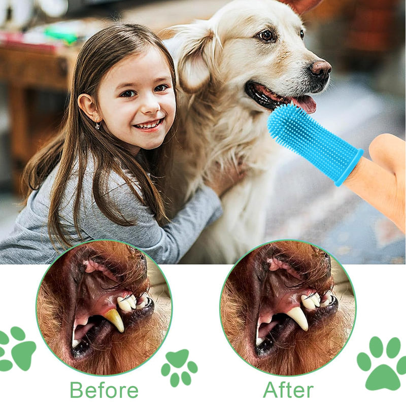 Pack of 16 Dog Toothbrush, 360º Dog Toothbrush, Finger Toothbrush, Cat, Silicone Pets Teeth Cleaning Toothbrush Kit for Dogs, Puppies, Cats & Small Pets Dental Care