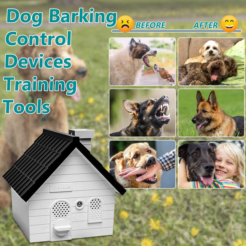 Anti Barking Device, Ultrasonic Dog Bark Deterrent Devices up to 50 Ft Range, 4 Modes Dog Barking Silencer Stop Barking Dog Indoor & Outdoor, Black-White