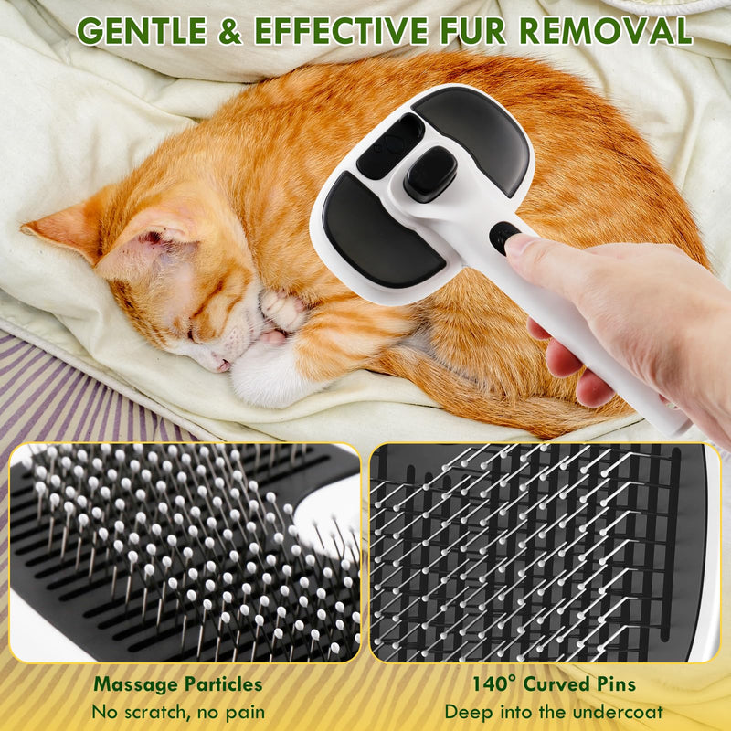 4 in 1 Cat Steam Brush, Self-Cleaning Pet Steam Brush with 2 Water Spray Modes, Large Capacity Tank, Steaming Dog Brush for Shedding,Massaging,Cleaning,Grooming