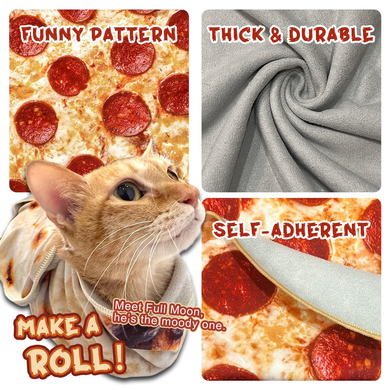 Cat Wrap for Cutting Nails, Tortilla Blanket Pet Supplies Cat Washing Bag, Burrito Blanket Cat Restraint for Nail Clipping, Multifunctional Pet Tool Gifts for Cat Lovers (L (within 14lbs), Pizza) L (within 14lbs)