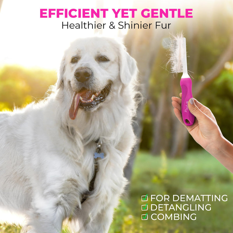 Poodle Pet Dematting Rake + Detangling Pet Comb Pink Bundle - PawsPlanet Australia