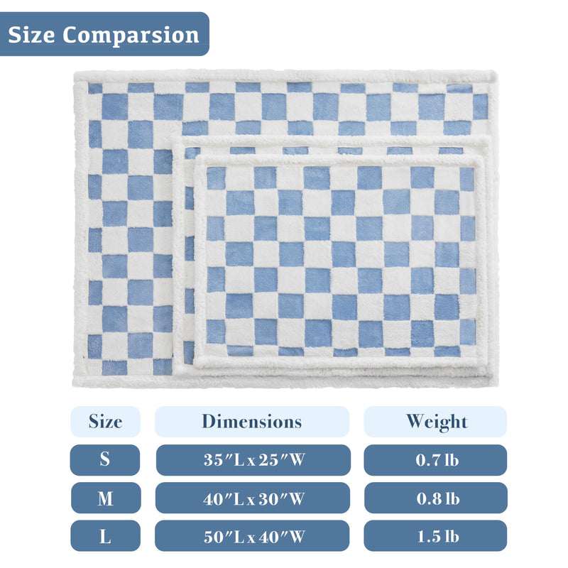Checkered Dog Blanket, Blue Jacquard Sherpa Blankets for Small Dog and Cats, Cute Aesthetic Style Fluffy Fleece Pets Blanket for Couch Protection Washable, 40"x50" 40"x50" - PawsPlanet Australia