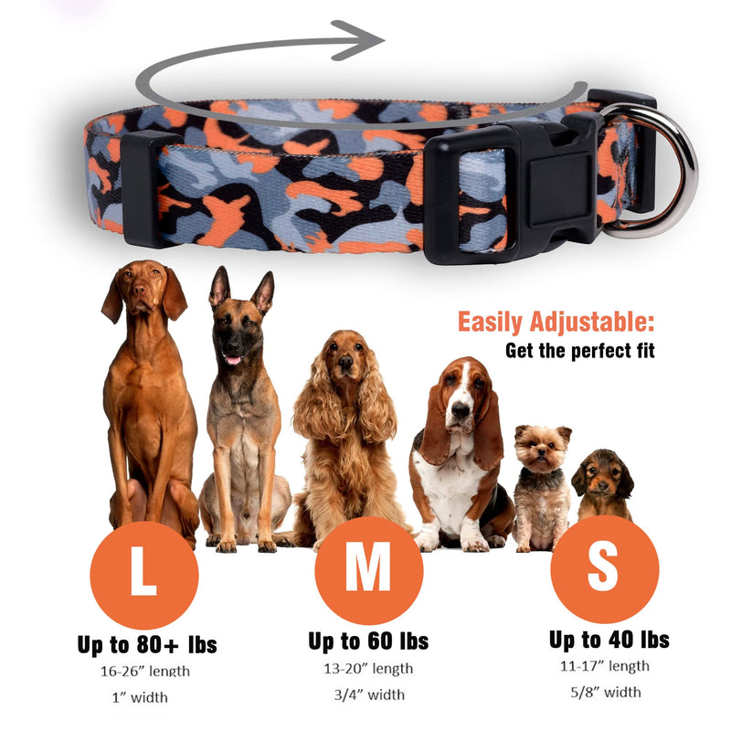 Camo Dog Collar (Medium, Orange) Medium (Pack of 1) - PawsPlanet Australia