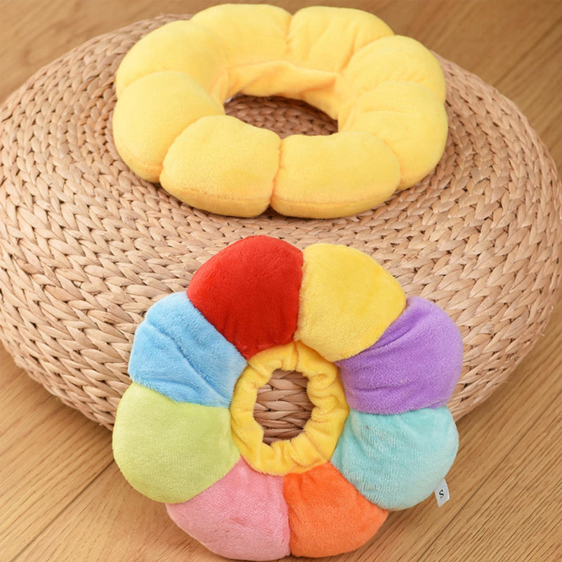 Pet Recovery Collar, Dog Cat Cone Collar Recovery Kitten Soft Neck, Adjustable Buckle, sun flower Soft Protective, Excellent Recovery Surgery Wound, Elizabeth Comfy Cotton, Not Block Vision (S) Yellow, Beige, Multicolor