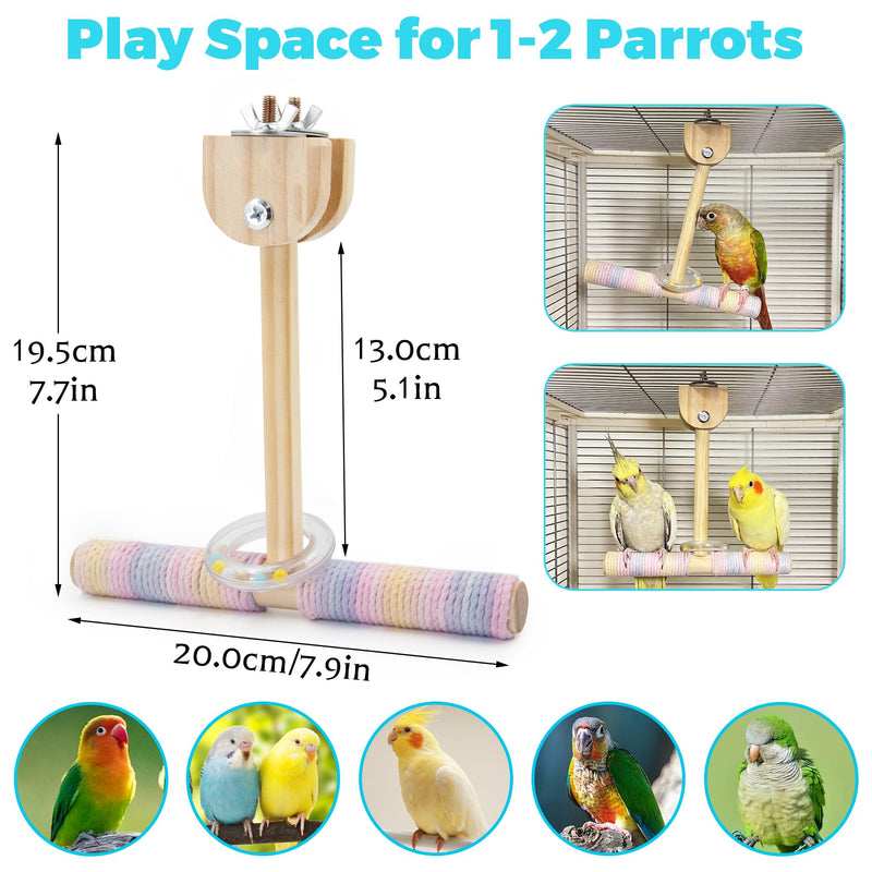 Bird Swing Toys with Rustling Sound, Colorful Cotton Rope Perch for Parrots' Soft Grip, Wooden Parakeet Swing Perch for Balance Training, Swaying Bird Cage Toys for Budgie Cockatiel Lovebird - PawsPlanet Australia