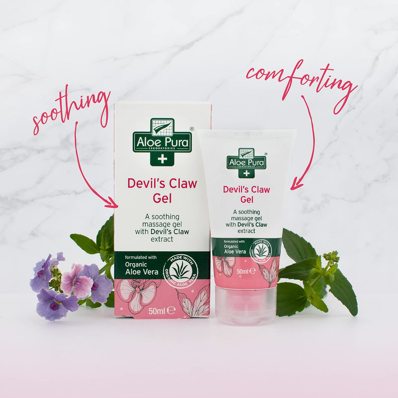 Aloe Pura Devil's Claw Gel with Organic Aloe Vera, Natural, Vegan, Cruelty Free, Paraben & SLS Free, Soothing, 50ml - PawsPlanet Australia