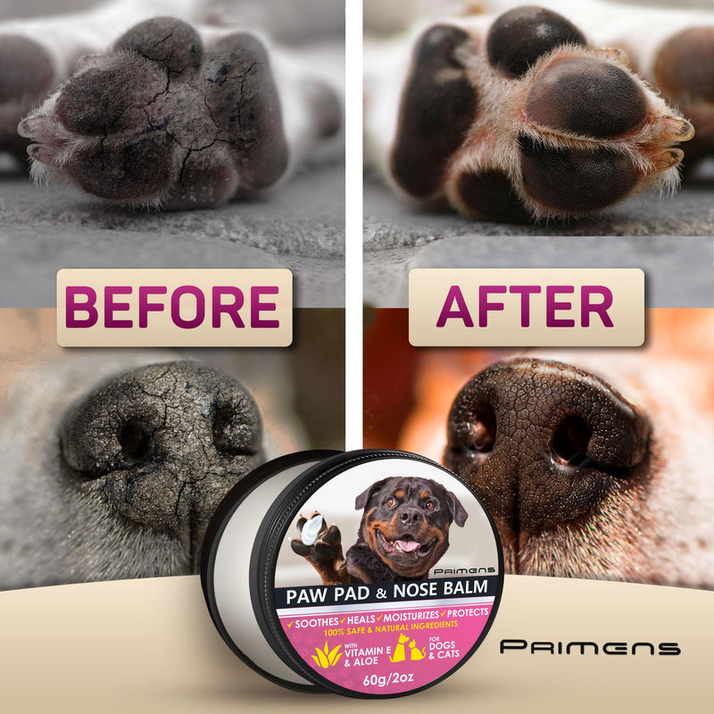 Dog Paw Balm for Dry Cracked Paws – Lick-Safe Moisturizer and Organic Paw Wax with Aloe & Vitamin E – Hot Pavement and Winter Snow Protection – Nose Safe – for All Breeds 2 OZ - PawsPlanet Australia