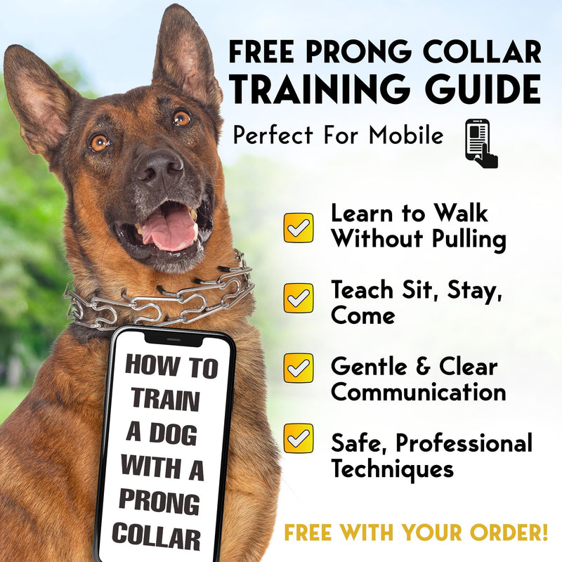 PetJett Prong Collar for Dogs - Choke Collar for Dogs, Pinch Collar for Dog Adjustable Dog Training Collar for Small Medium Large Breed - No Pull Safety Stainless Steel Metal Choker Chain Walking Tool Full Black Large: 18 - 20" / 70 lbs - PawsPlanet Australia