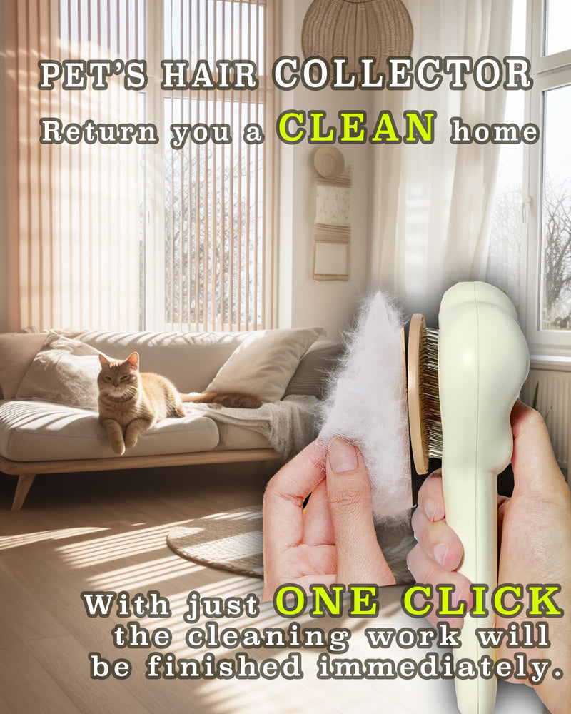 Pet hair brush, Cat grooming brush Dog hair brush pet grooming self cleaning slicker brush for dogs cats puppy rabbit, Cat brush grooming gently removes loose undercoat Paw design brush - PawsPlanet Australia