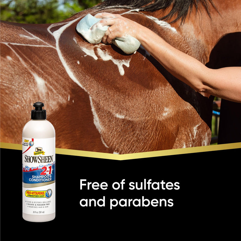 Absorbine ShowSheen 2-in-1 Shampoo & Conditioner, Sulfate and Paraben-Free, 20oz One Size - PawsPlanet Australia