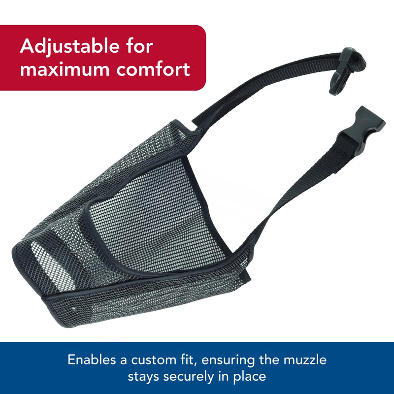 Coastal Pet Best Fit Adjustable Mesh Dog Muzzle - Soft Muzzle for Grooming Dogs with Open Front Design - Gentle, Durable Mesh for Temporary Muzzling - Black, 3" 3 inch (Size 1) (Pack of 1) - PawsPlanet Australia