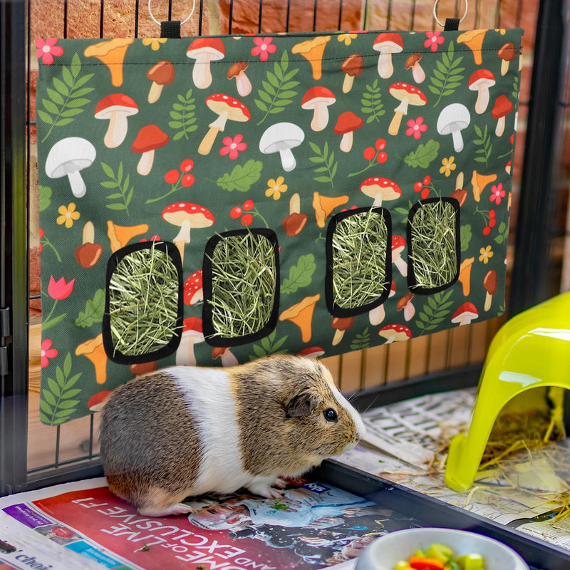 Rabbit Hay Feeder Bag with 4 Holes Mushroom Guinea Pig Hanging Hay Feeding Bag Storage Dispenser for Chinchilla Hamster Bunny Small Animal Pet - PawsPlanet Australia