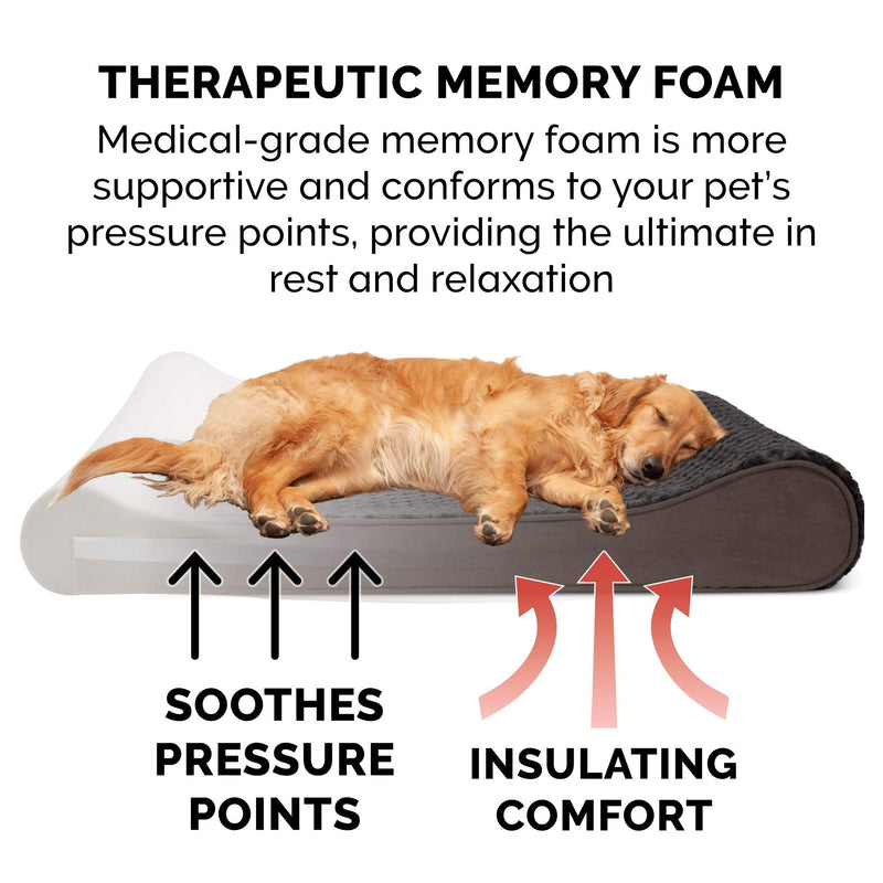 Furhaven Memory Foam Dog Bed for Medium/Small Dogs w/ Removable Washable Cover, For Dogs Up to 23 lbs - Ultra Plush Faux Fur & Suede Luxe Lounger Contour Mattress - Chocolate, Medium - PawsPlanet Australia