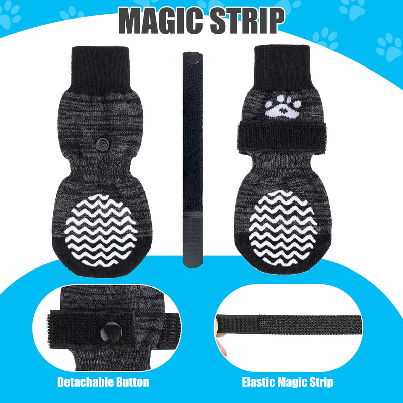 PUPTECK Non-Slip Dog Socks Double Sides Grips for Hardwood Floors Prevents Licking, Dog Shoes for Hot Pavement Traction Control Booties for Senior Dogs, Paw Protector for Small Medium Large Dogs Large (Pack of 6) Black - PawsPlanet Australia