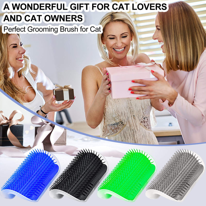 Cat Self Groomer Arch 4PCS Self Cleaning Slicker Brush Upgraded Cat Brushes Wall Corner for Shedding Grooming, Softer Massager Comb Interactive Toy for Short Long Haired Cats Fur Pets Dog Kitten Puppy Gray+Gray+Black+Black - PawsPlanet Australia