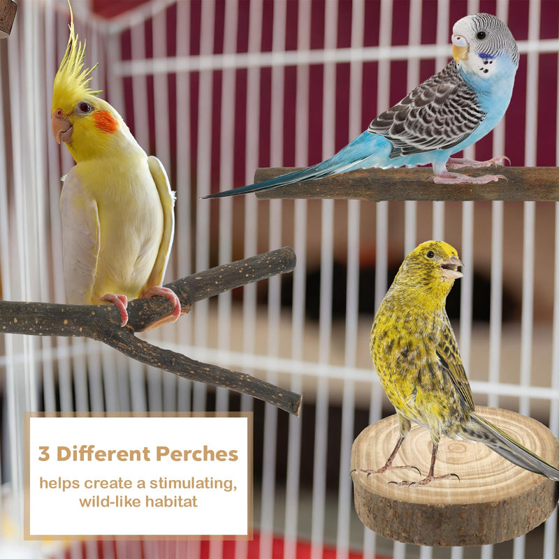 8 PCS Bird Perches for Cage, Natural Wood Parrot Perch Stand, Multi-Branch Platform with Fork Toys, Birds Cage Accessories for Parakeet Cockatiel Budgie Conures Lovebirds - PawsPlanet Australia