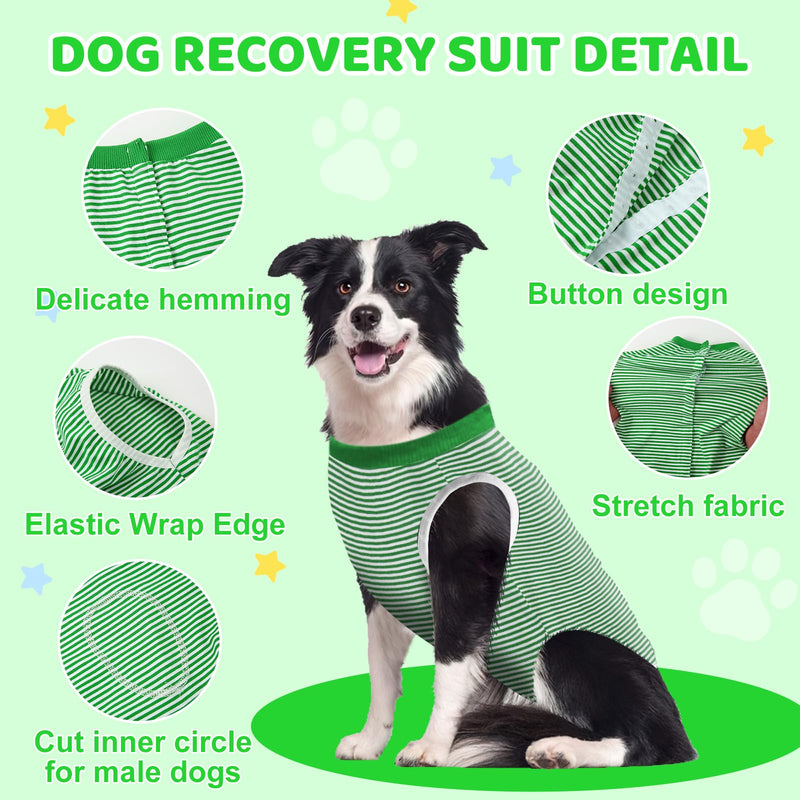 AURUZA Dog Recovery Suit After Surgery, Soft Breathable Dog Onesie for Surgery Female Male, Anti Licking Dog Surgical Suit (Green Stripey,XL) - PawsPlanet Australia