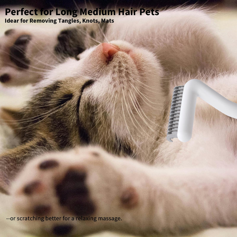 Cat Brush for Long Haired Cats & Indoor Cats, Dog Brush for Shedding & Grooming, Deshedding Dog Brush Dematting Comb for Dogs Remove Loose Hair & Matted Fur, Pet Undercoat Rake, White - PawsPlanet Australia