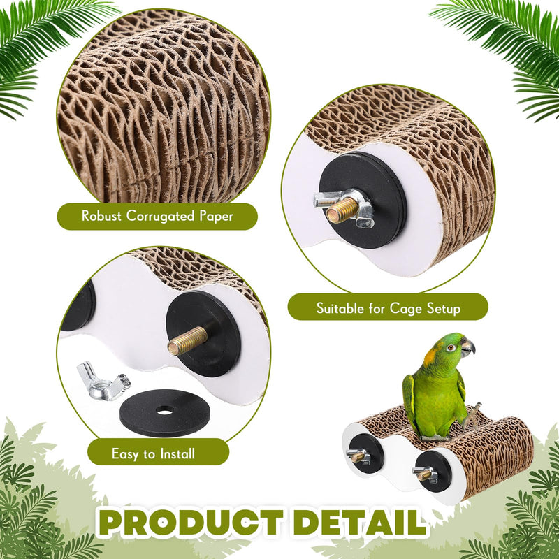 2-Piece Bird Platforms for Macaws, Small Parakeets, Conures, Budgies; Brown Corrugated Paper; Bird Perch, Chew Toy, & Playground - PawsPlanet Australia