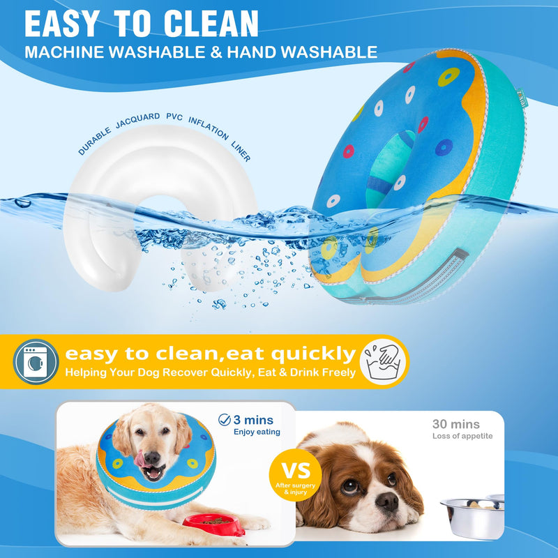 Inflatable Reflective Dog Cone Collar Alternative After Surgery,Dog Neck Donut,Recovery Soft Protective E Collar,Adjustable,for Small Medium and Large Dog Cats (Blue, XL) XL(Neck 18"-24") - PawsPlanet Australia