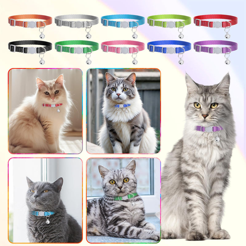 10 Pack Cat Collar Breakaway Kitten Puppy Collars with Bells Reflective Cat Bell Collars Adjustable Small Break Away Cats Collar for Male Girl Cats Puppies, 7.9" - 13" (10 Colors) - PawsPlanet Australia
