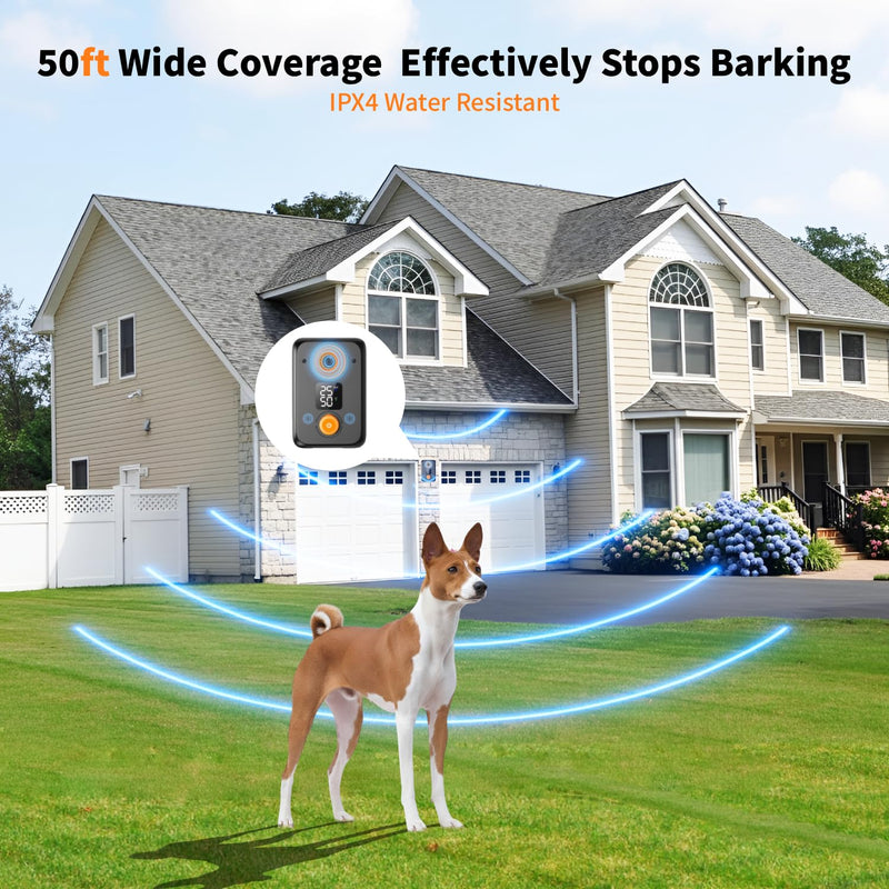 Anti Barking Device for Dogs – 50FT Bark Deterrent Device with 3 Adjustable Modes – Rechargeable Ultrasonic Dog Training Device – Fits All Breeds & Sizes – IPX4 Waterproof, Indoor/Outdoor Use - PawsPlanet Australia