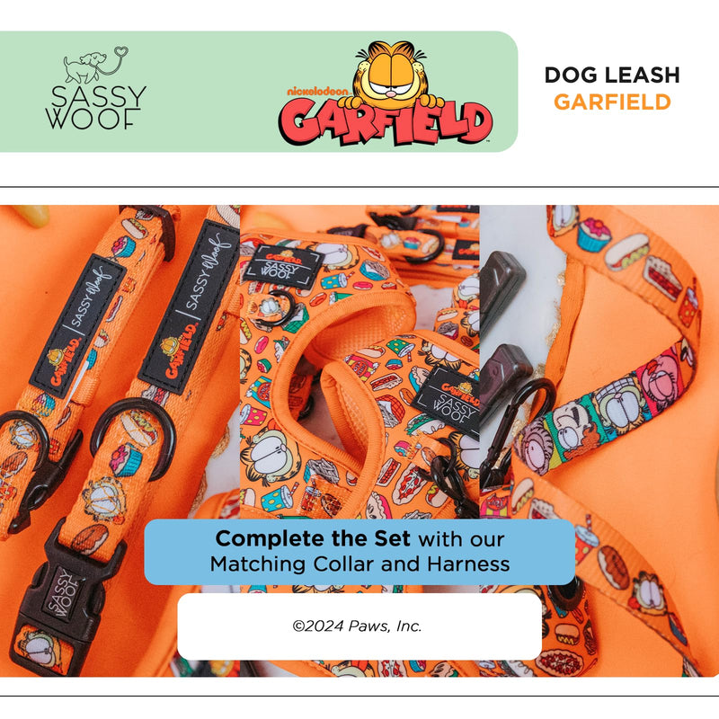 Sassy Woof Garfield™ Dog Leash 60-Inch with Neoprene Padded Handle - Comfortable, Durable, and Stylish for Small to Large Dogs - Officially Licensed