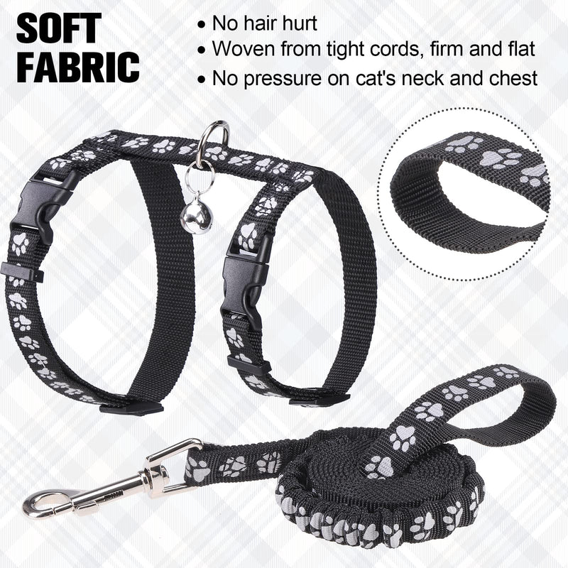 BEAUTYZOO Cat Harness and Leash Set Escape Proof for Walking, Kitten Soft Adjustable Vest Harnesses for Small Medium Large Cats, Easy Control Breathable Plaid Ribbon Nylon for Outdoor Indoor Use Black_Reflective - PawsPlanet Australia