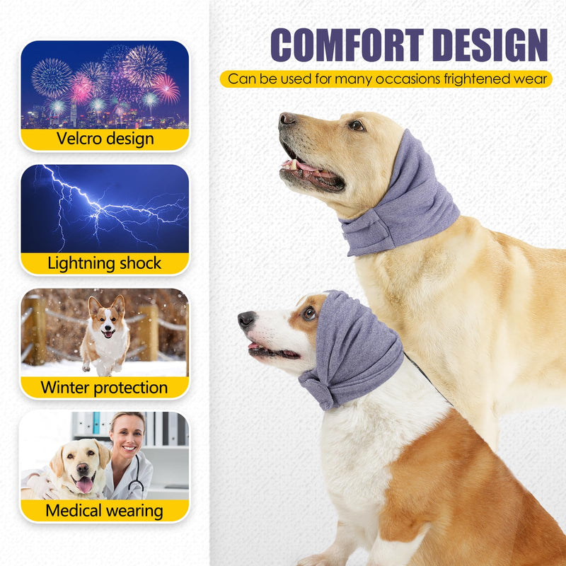 Dog Thunder Ear Muffs,Dog Calming Hoodie No Flap Ear Wraps for Dogs Hematoma Healing,Dog No Flap Noise Protection Ear Wrap Relieve Anxiety,Dog Ear Cover The Grooming (Light Purple, Medium) Light purple - PawsPlanet Australia
