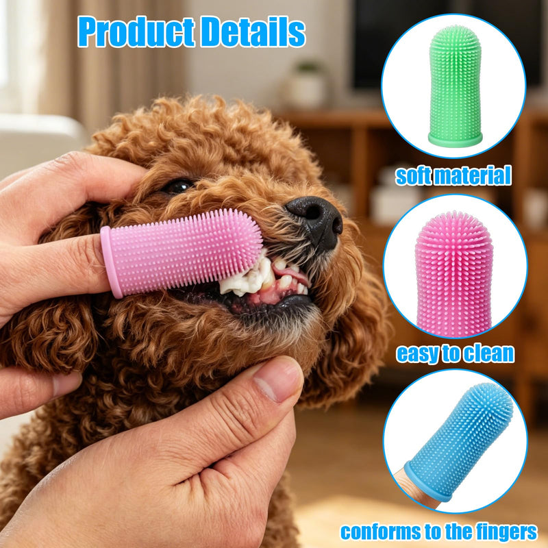10-piece 360° finger toothbrush set for dogs & cats – soft dog toothbrush for effective teeth cleaning, anti-tartar care without risk of injury, hygienic & safe