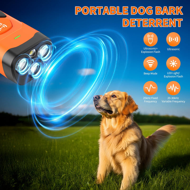 Stop Dog Barking - Safe Ultrasonic Trainer, 2025 Upgrade Anti Barking Device 30FT Range, Adjustable Portable & Rechargeable 3X Ultrasonic Bark Deterrent for Own or Neighbor’s Dog - Indoor&Outdoor Orange - PawsPlanet Australia