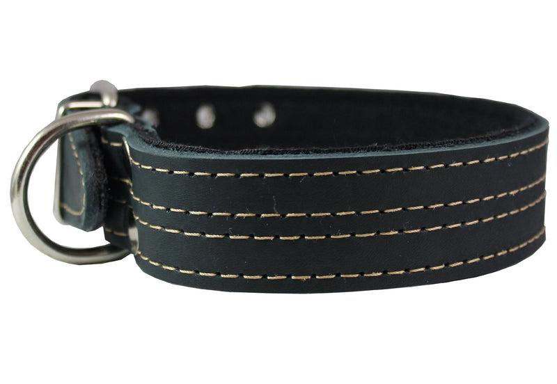 Genuine Leather Dog Collar, Padded Black 1.5" Wide. Fits 18"-22" Neck Size Cane Corso Rottweiler