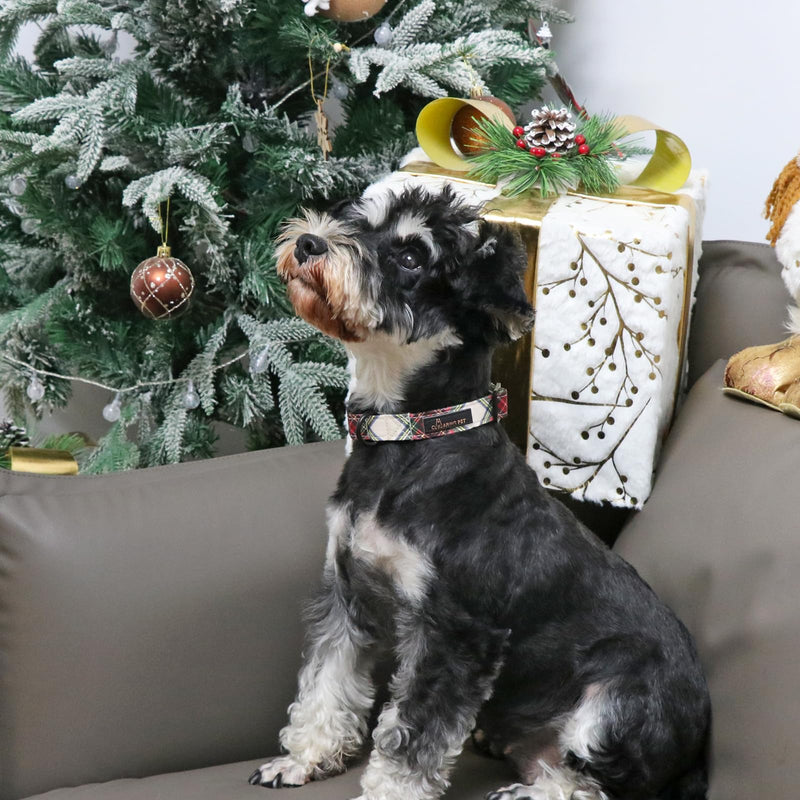 ARING PET Christmas Dog Collar, Cute Red Green Plaid Cotton Lightweight Pet Puppy Collars for Small Medium Large Dogs-S Christmas-Plaid - PawsPlanet Australia