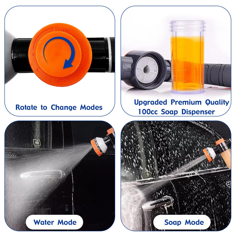 Dog Shower Attachment Sprayer Nozzles with 3/4” GHT Male x 1/2” NPT Male Connector for Garden Hose Dog Wash Sprayer with Soap Dispenser Hose Shampoo Nozzle Sprayer for Indoor Outdoor Pet Pup Dog Wash - PawsPlanet Australia