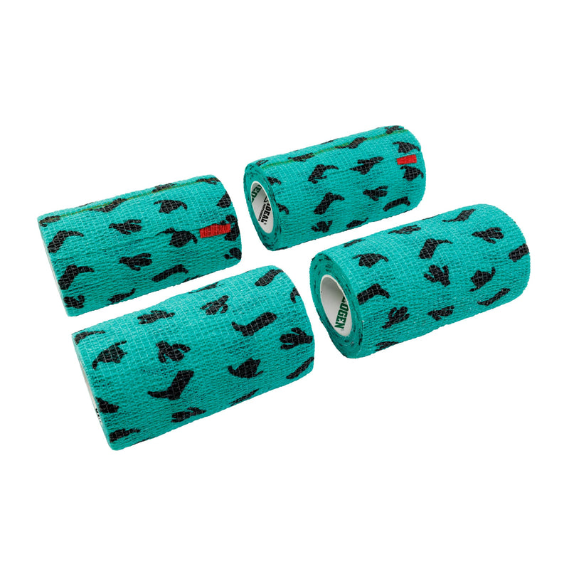 Syrflex Cohesive Bandage 4” Teal Boot and Cactus 4pk 4" - PawsPlanet Australia