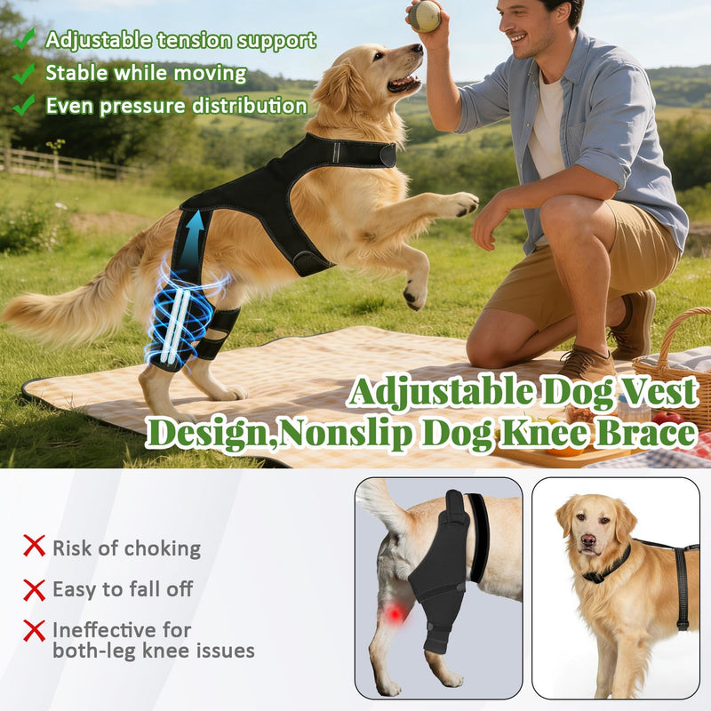Dog Knee Braces for Back Leg, Dog Leg Brace with Vest for Small Medium Large Dogs Knee Support for Dogs ACL/CCL Care Ideal for Dog Back Legs (S)