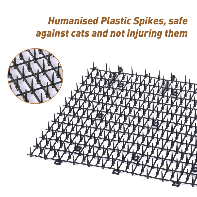 Cat Scat Mat with Spikes, Cat Repellent Mat Anti Cat Prickle Strips Network Digging Stopper Outdoor PP Plastic Cat Spike Mat（Black/Coffee Black 6.5ft(200cm*33cm) - PawsPlanet Australia