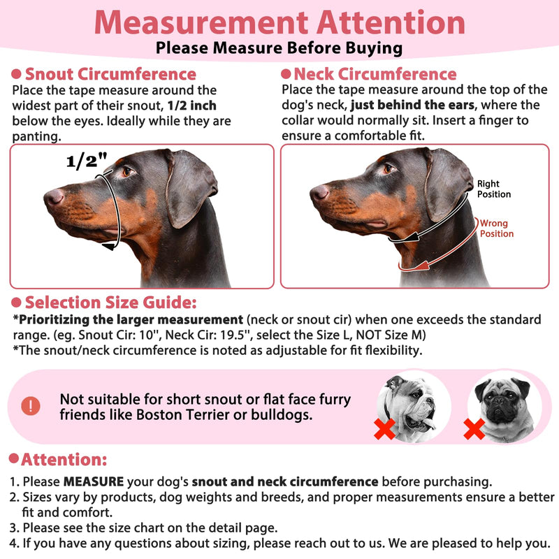 BARKLESS Soft Dog Head Collar, Patented Padded No Pull Head Halter, Training Nose Leash with Safety Link for Medium Large Dogs, Adjustable Muzzle Leash, Easy Control for Walking(Pink, L) Pink L (Snout 9.5"-14") - PawsPlanet Australia