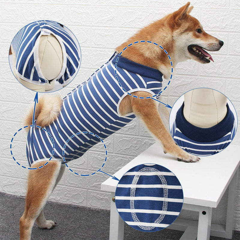 Dog Recovery Suit, Cat Bodysuit for Abdominal Wounds, Recovery Shirt for Male and Female Pets, Surgical Suit, Post Surgery, Anti Leak Dog Onesie, Replacement for E-Collar and medium 2-blue