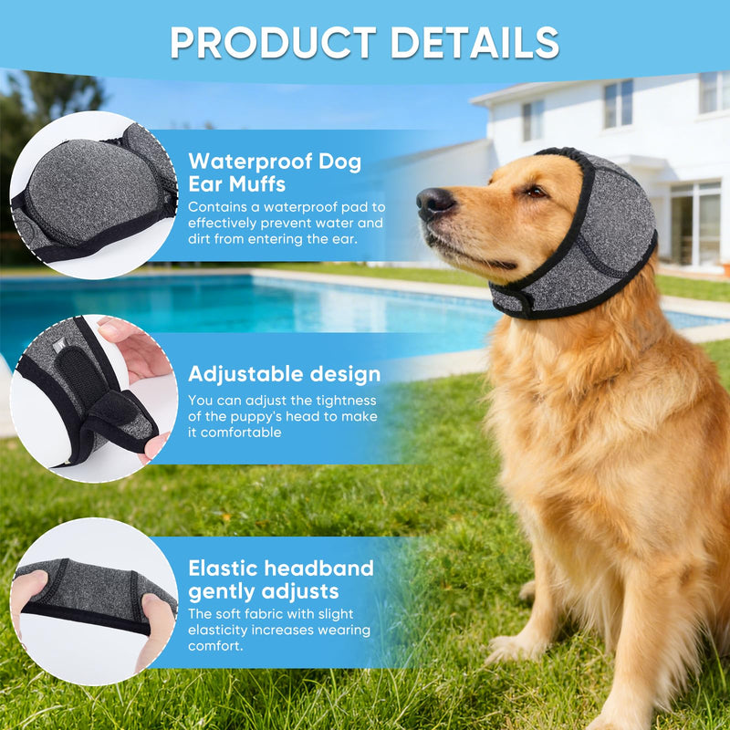 Dog Calming Hoodie,Ear Wrap Hematoma for Dogs,Dog Ear Muffs Noise Protection, Adjustable Head Cover for Anxiety Relief (Grey, Large(Head Circle:18"-24",Weight:66-94 lb)) Grey Large(Head Circle:18"-24",Weight:66-94 lb)