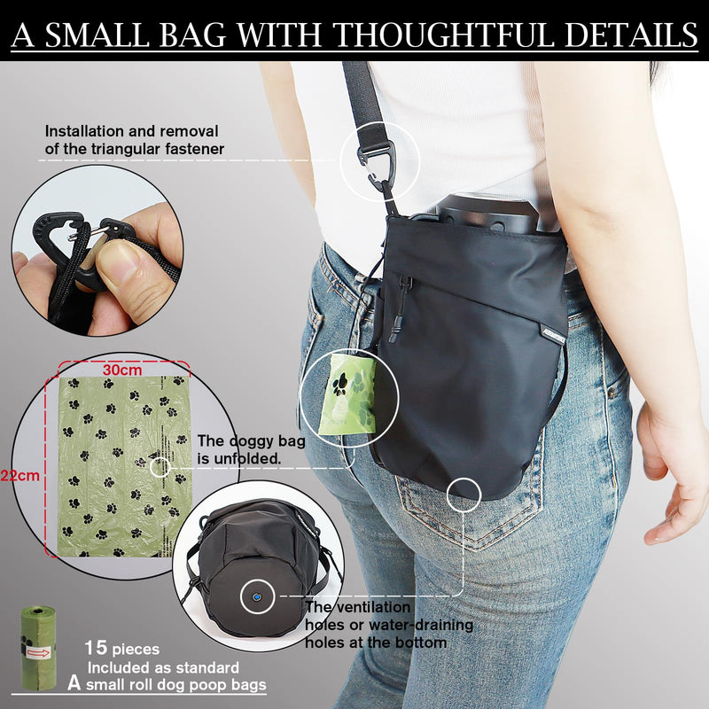 Multi-Function Crossbody Bag - Dog Walking Bag with Built-in Poop Bag Dispenser, Insulated Water Bottle Carrier & Waterproof Treat Pouch, Travel Toiletry Organizer for Pet Training, Hiking, Daily Use